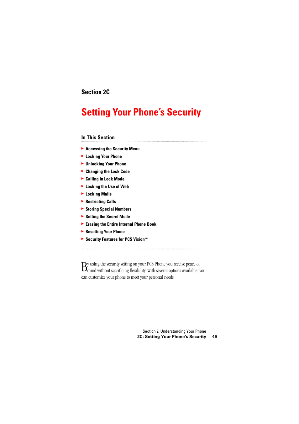 Setting your phone’s security, 2c. setting your phone’s security | Hitachi SH-P300 User Manual | Page 58 / 455