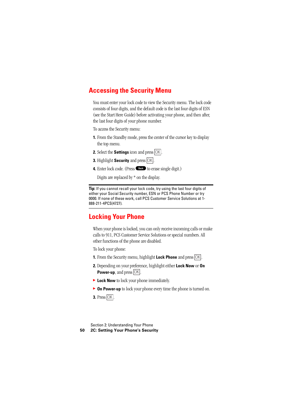 Accessing the security menu, Locking your phone, Accessing the security menu locking your phone | Hitachi SH-P300 User Manual | Page 59 / 455