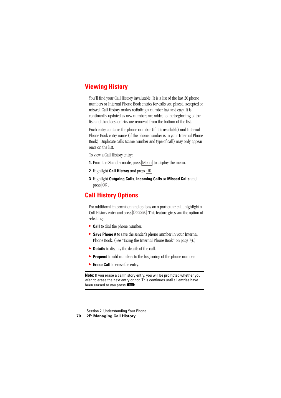 Viewing history, Call history options, Viewing history call history options | Hitachi SH-P300 User Manual | Page 79 / 455