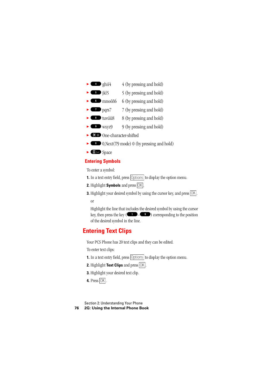 Entering text clips, Entering symbols | Hitachi SH-P300 User Manual | Page 85 / 455