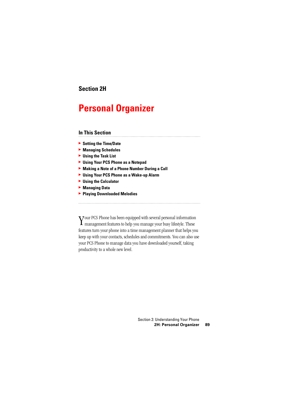 Personal organizer, 2h. personal organizer | Hitachi SH-P300 User Manual | Page 98 / 455