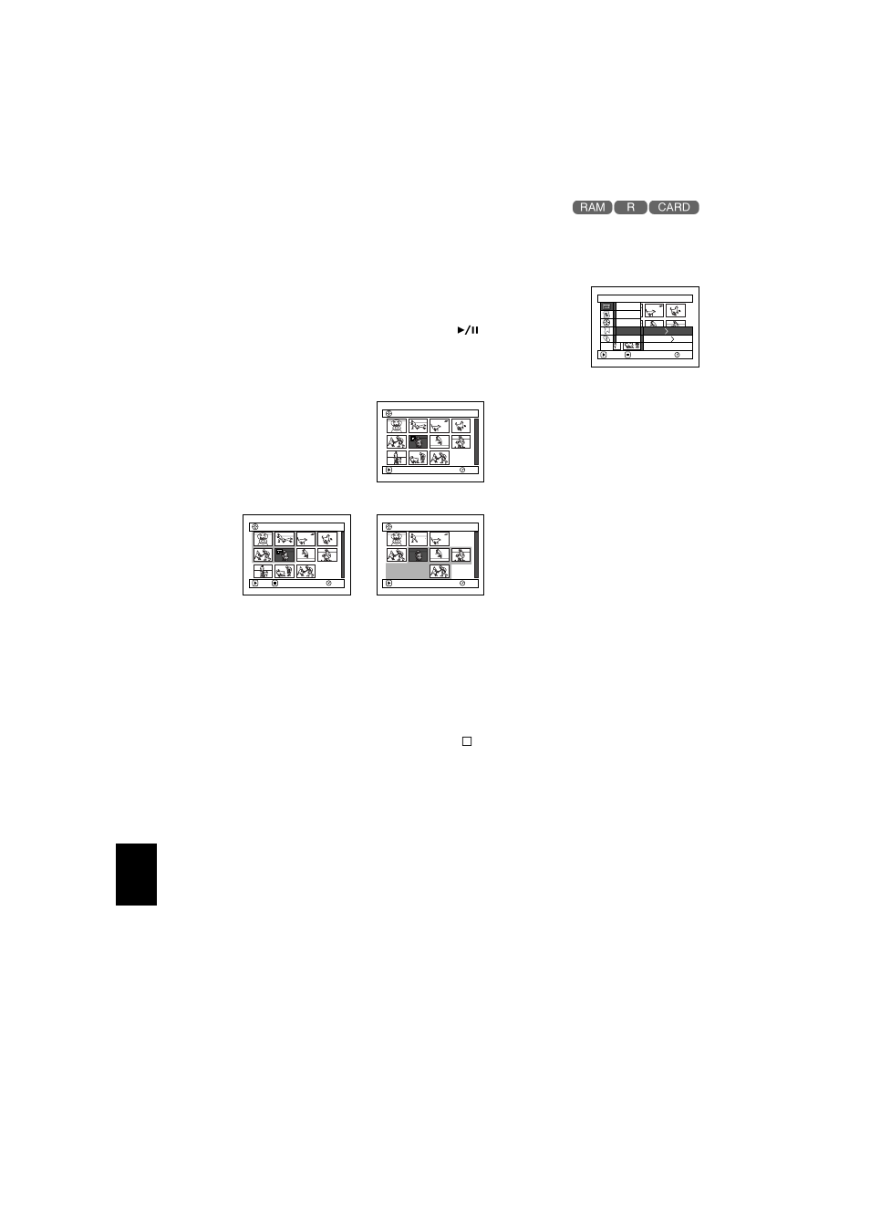 Selecting scenes using menu screen (select), Deselecting selected scenes | Hitachi DZ-MV350A User Manual | Page 112 / 170