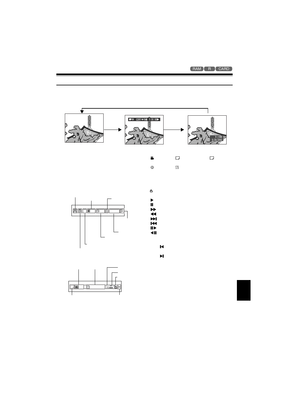 On-screen information display, Information display during playback, Switching the information display mode | Hitachi DZ-MV350A User Manual | Page 71 / 170