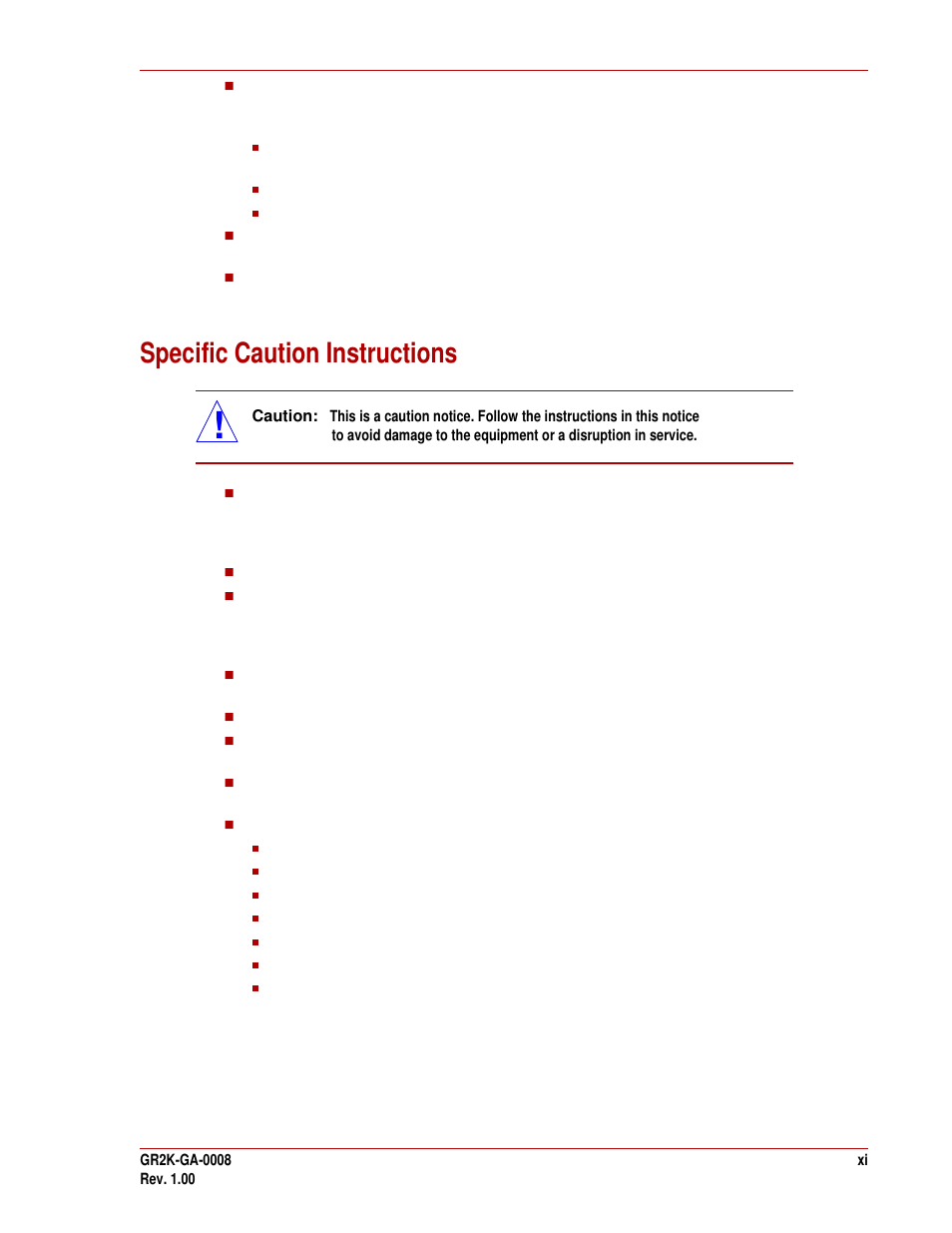 Specific caution instructions | Hitachi GR2000-B Series User Manual | Page 11 / 48