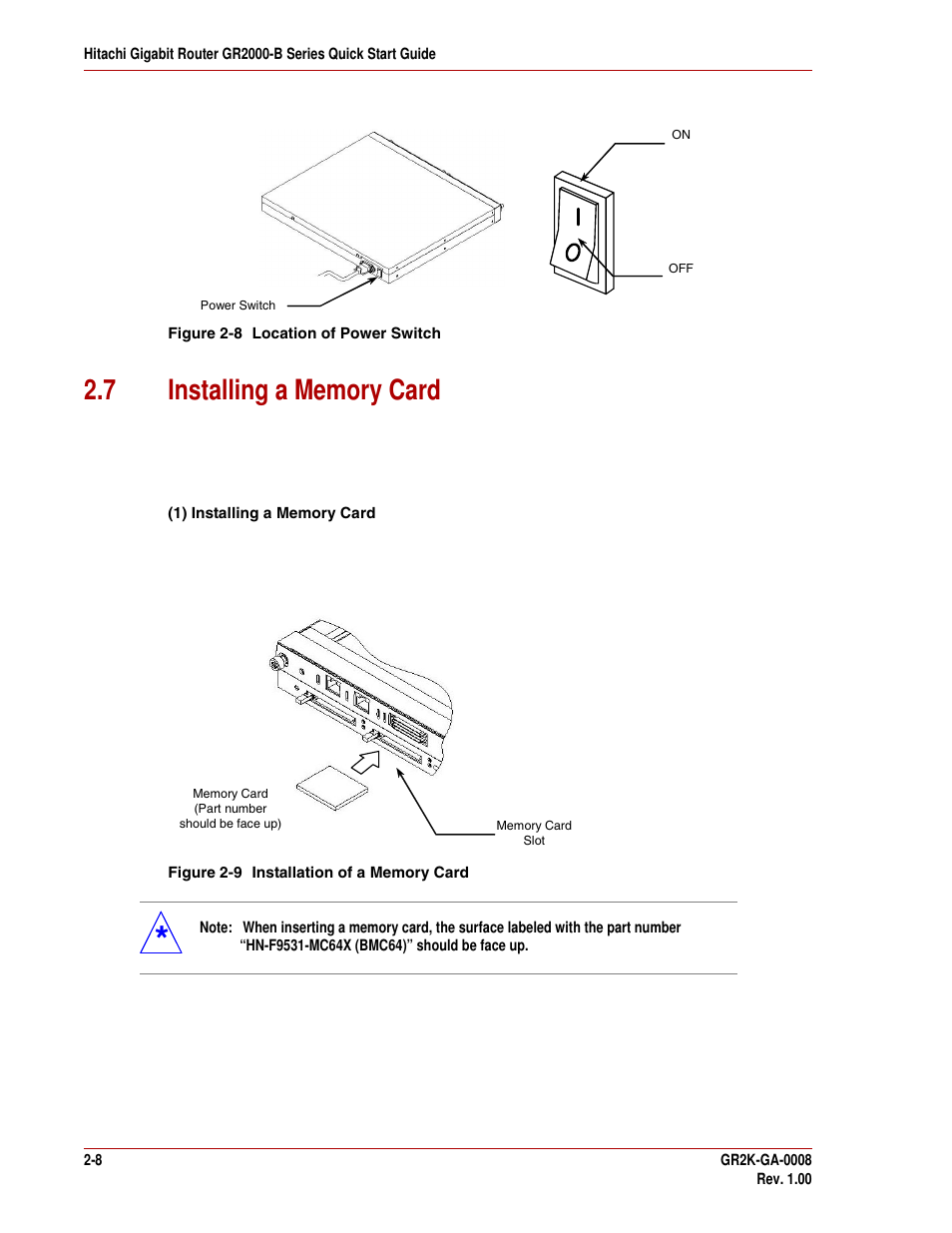 7 installing a memory card, 7 installing a memory card -8 | Hitachi GR2000-B Series User Manual | Page 28 / 48