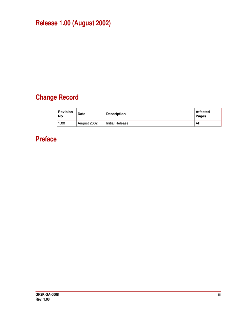 Change record preface | Hitachi GR2000-B Series User Manual | Page 3 / 48