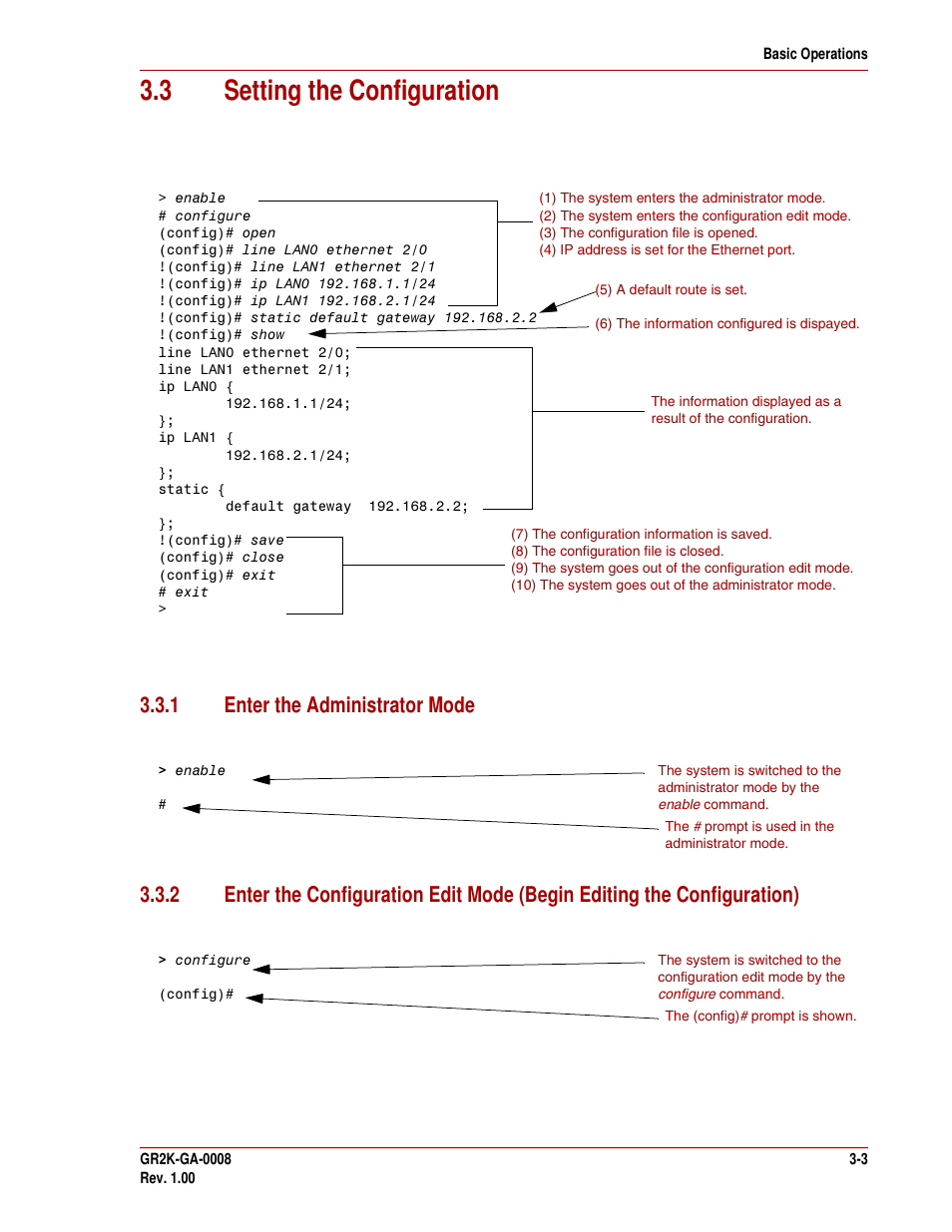 3 setting the configuration, 1 enter the administrator mode, 3 setting the configuration -3 | 1 enter the administrator mode -3 | Hitachi GR2000-B Series User Manual | Page 37 / 48
