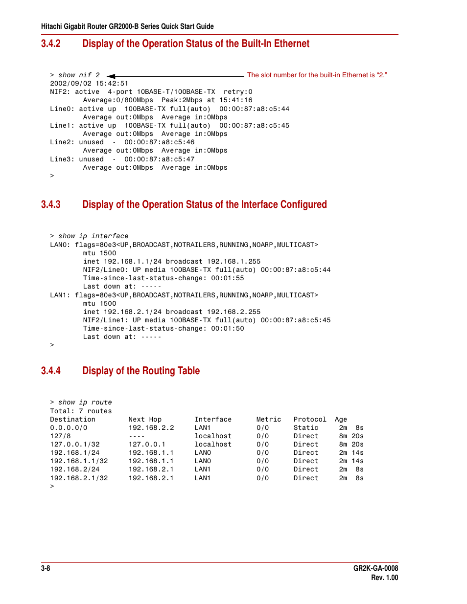 4 display of the routing table, 4 display of the routing table -8 | Hitachi GR2000-B Series User Manual | Page 42 / 48