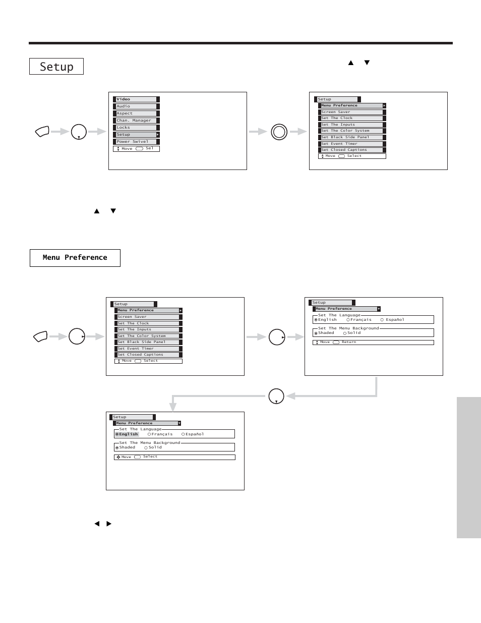 Setup, On-screen displa y | Hitachi 42HDX60 User Manual | Page 59 / 88