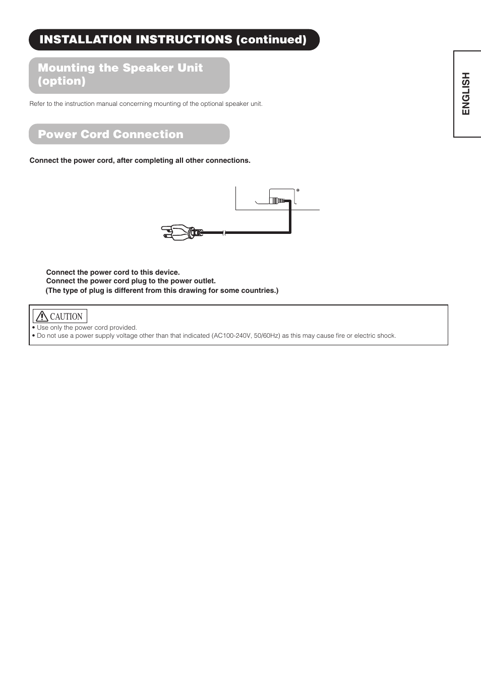 Mounting the speaker unit (option) | Hitachi CMP4211 User Manual | Page 15 / 46