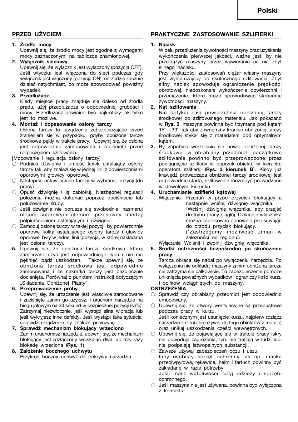 Polski | Hitachi G23SCY User Manual | Page 22 / 53
