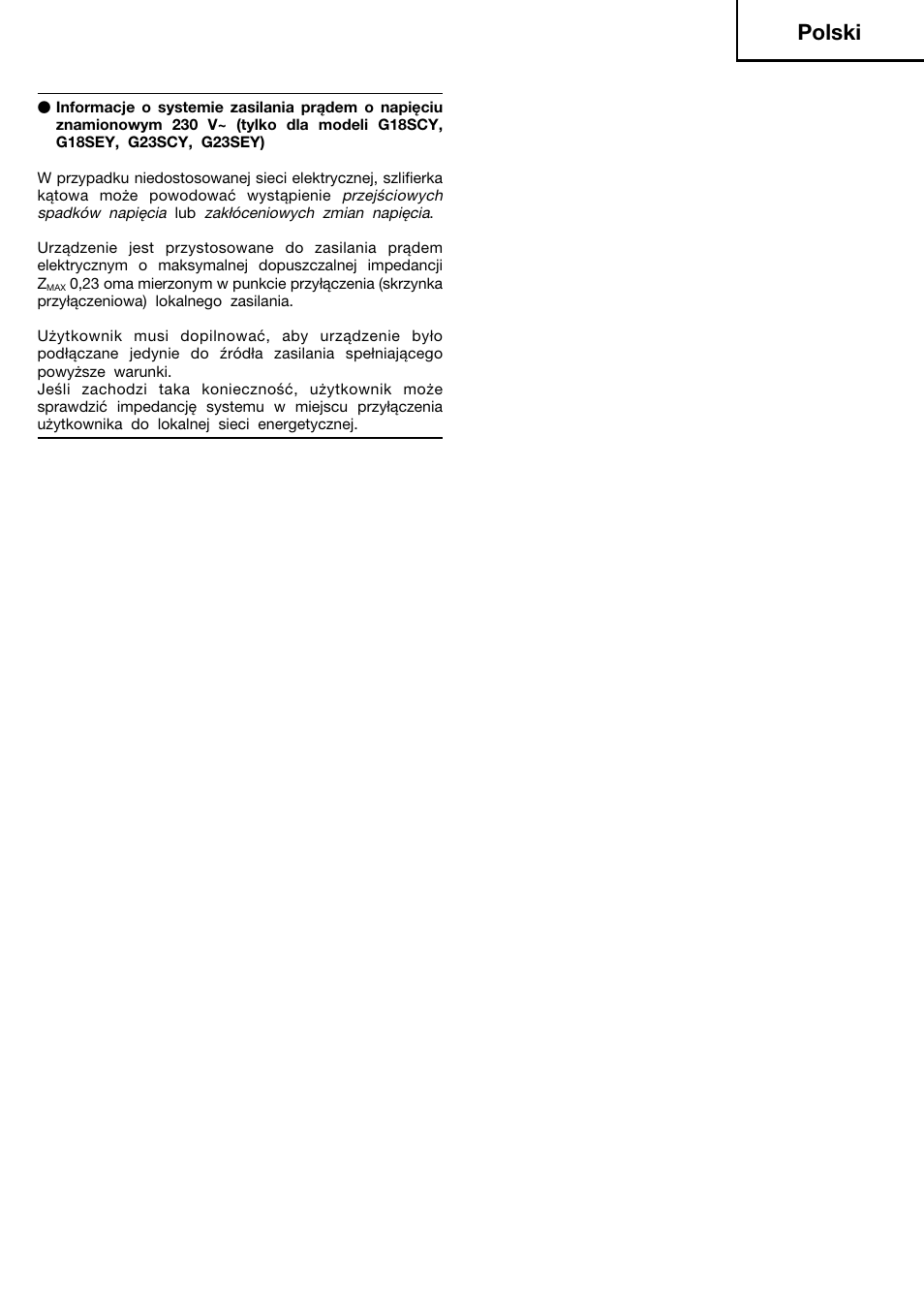 Polski | Hitachi G23SCY User Manual | Page 24 / 53