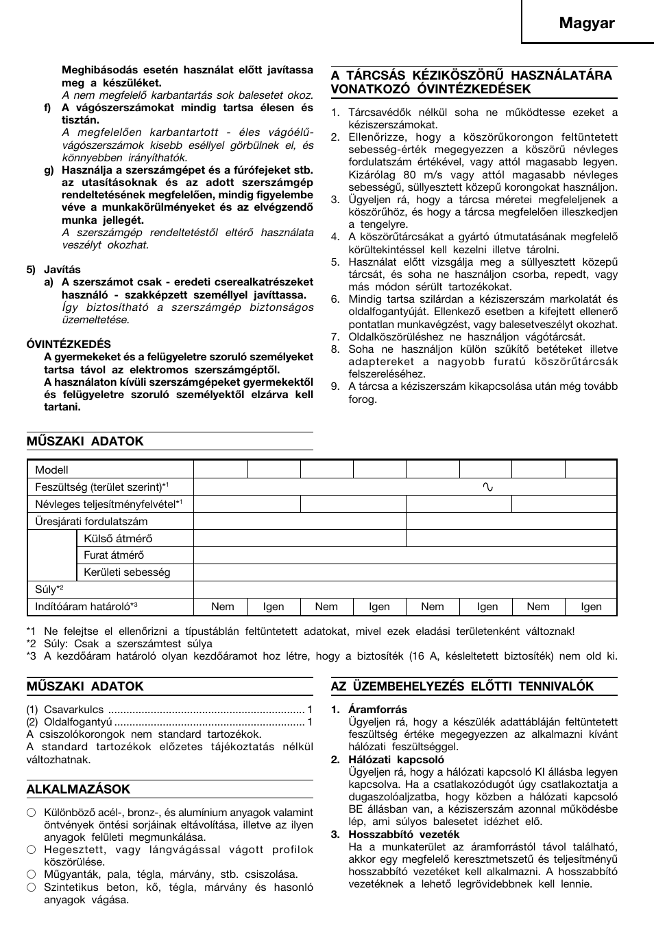 Magyar | Hitachi G23SCY User Manual | Page 26 / 53