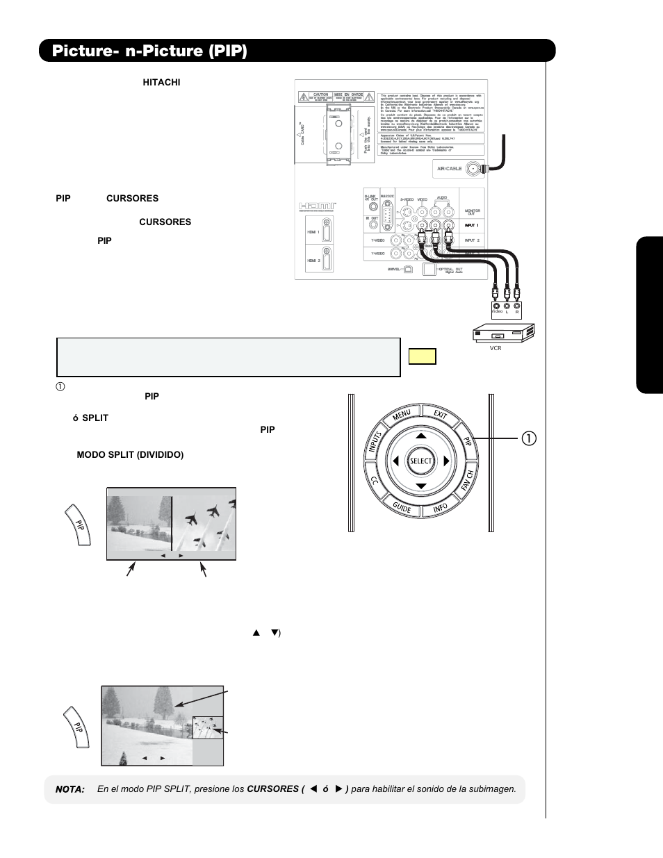 Picture- i n-picture (pip) | Hitachi P60X901 User Manual | Page 123 / 192