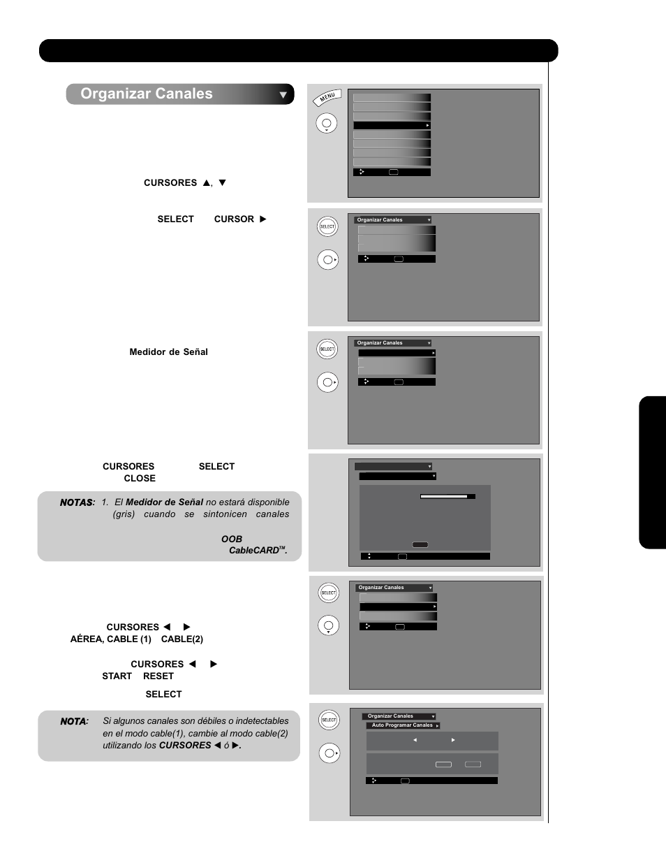 Organizar canales | Hitachi P60X901 User Manual | Page 147 / 192