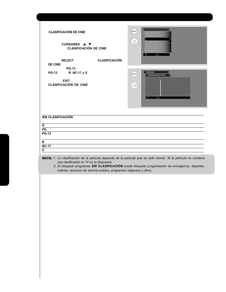 Censuras | Hitachi P60X901 User Manual | Page 150 / 192