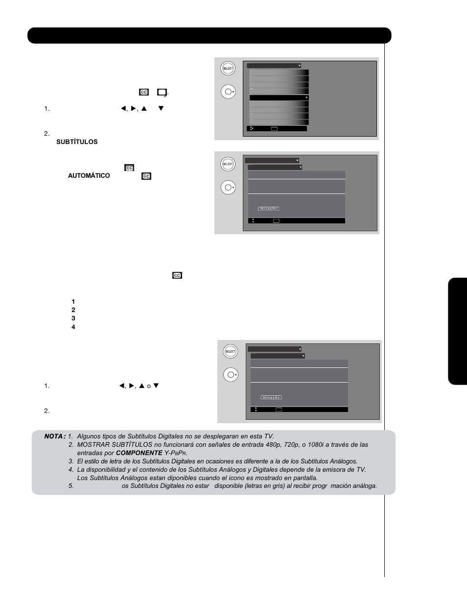 Configurar | Hitachi P60X901 User Manual | Page 167 / 192