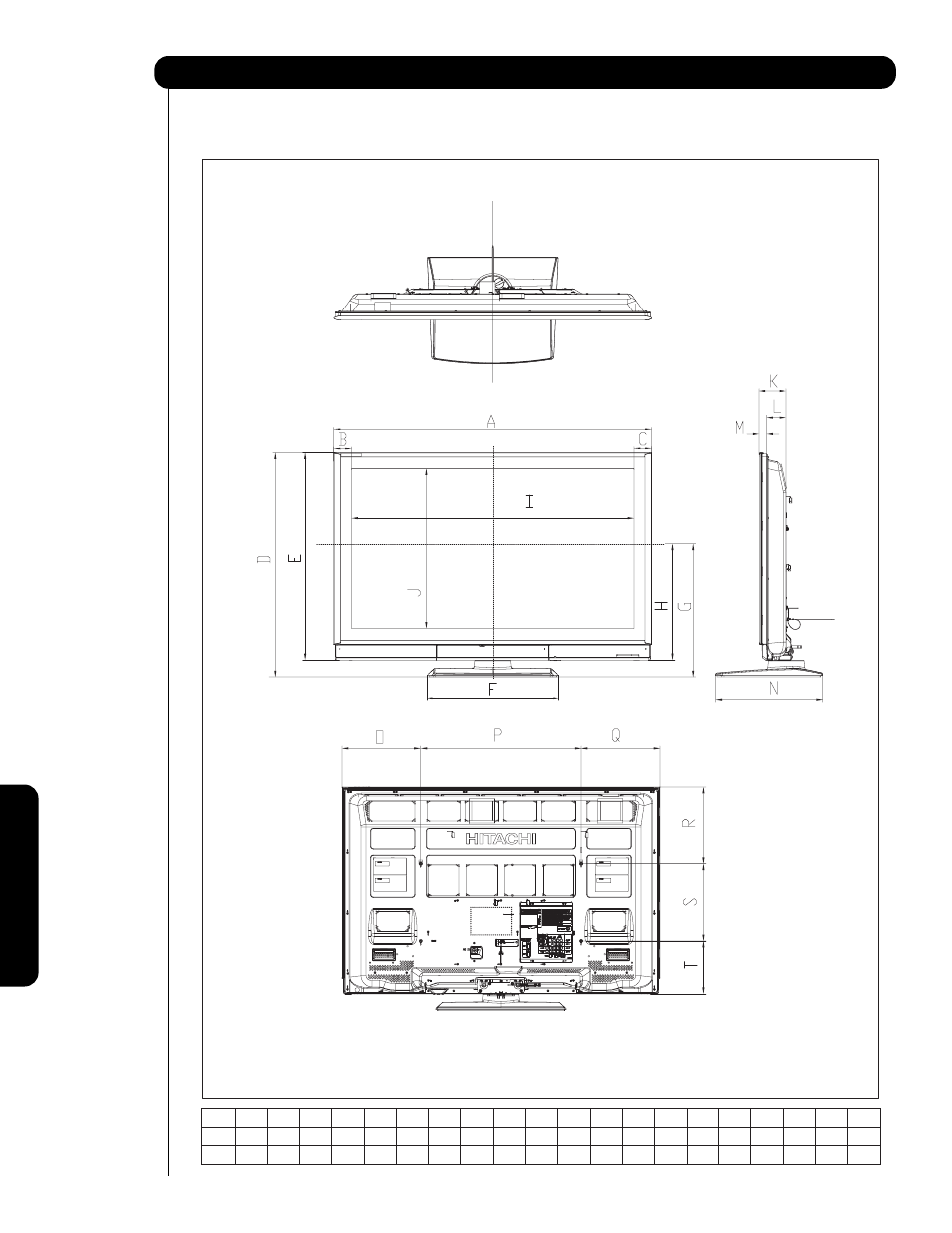 Dimensiones | Hitachi P60X901 User Manual | Page 176 / 192