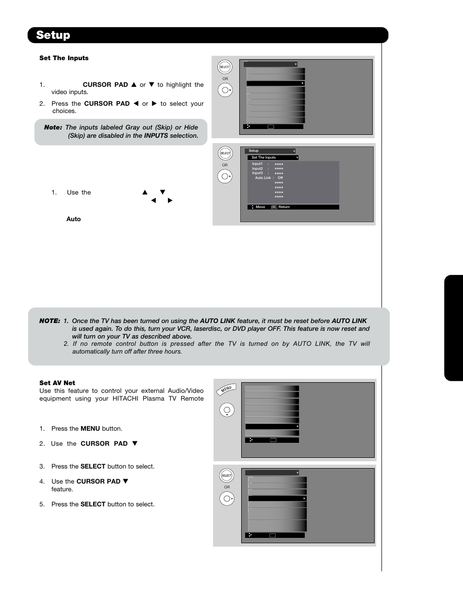 Setup | Hitachi P60X901 User Manual | Page 69 / 192