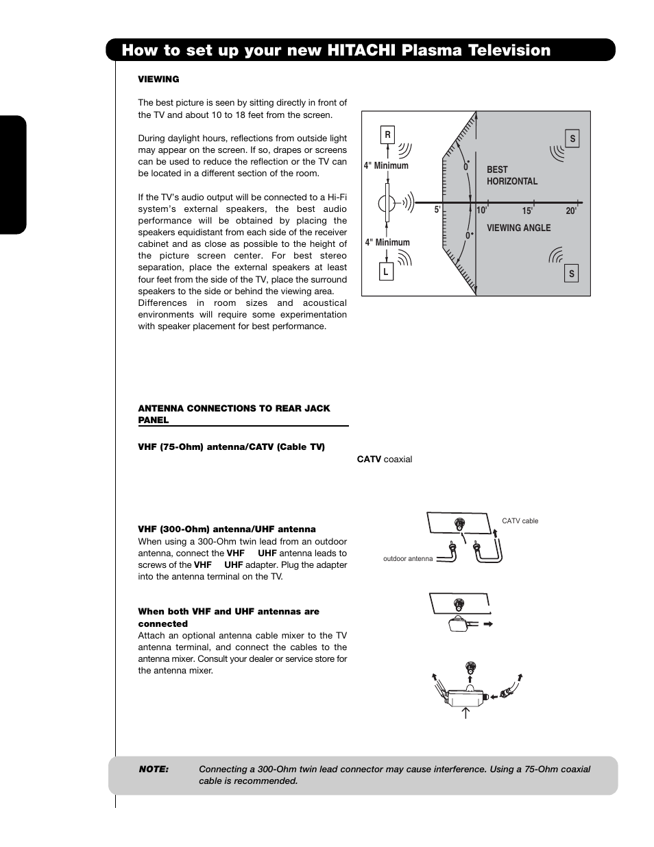 How to set up your new hitachi plasma television | Hitachi P60X901 User Manual | Page 8 / 192