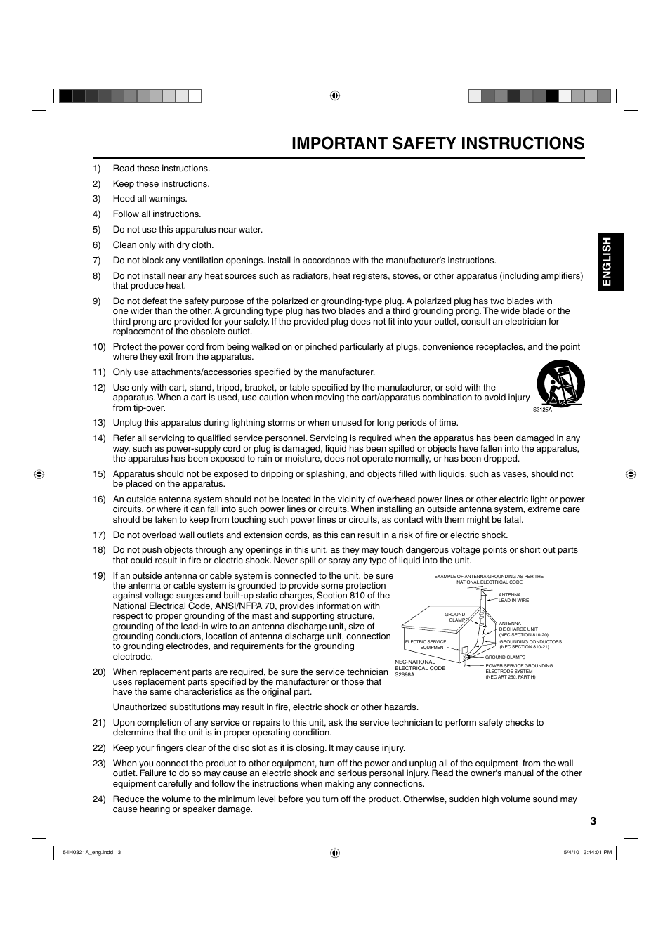 Important safety instructions, 3english | Hitachi L26D204 User Manual | Page 3 / 39