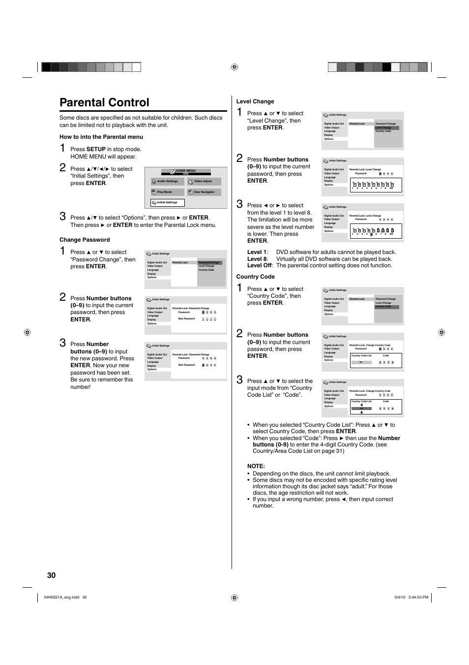 Parental control | Hitachi L26D204 User Manual | Page 30 / 39