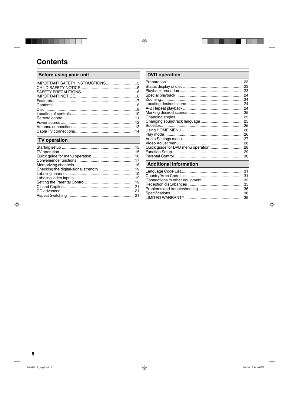 Hitachi L26D204 User Manual | Page 8 / 39