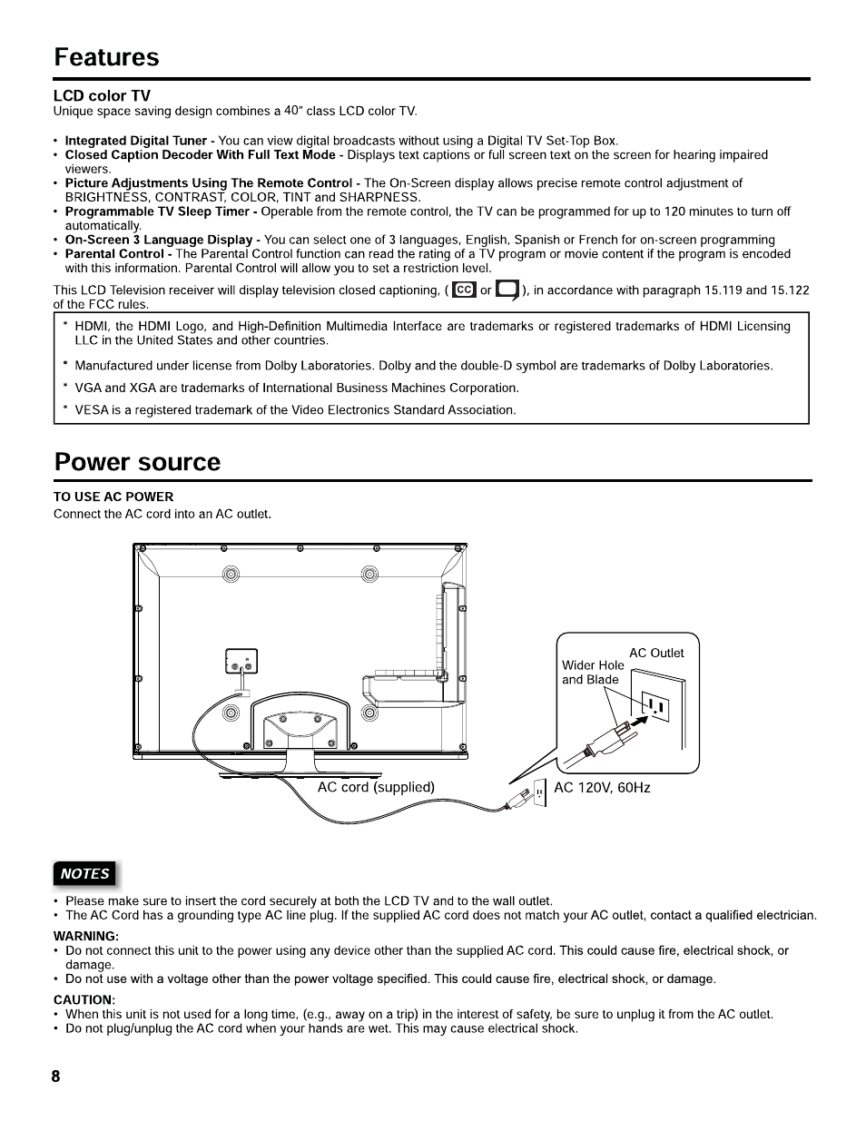 Hitachi LE40H405 User Manual | Page 8 / 29