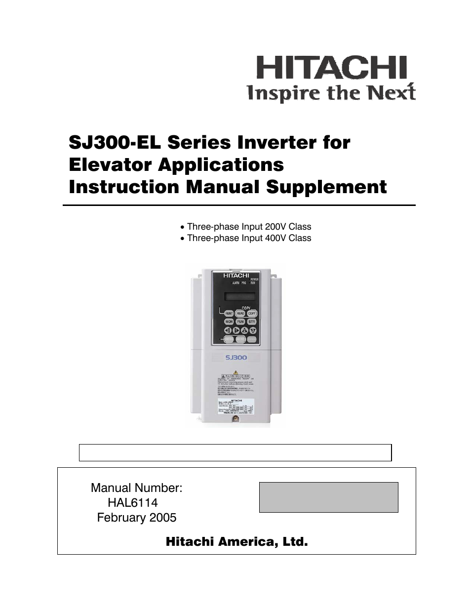 Hitachi SJ300 Series User Manual | 52 pages