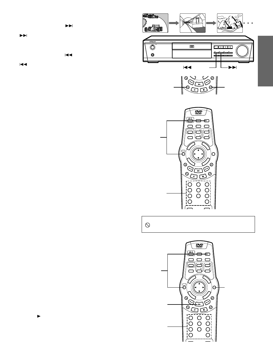 English, Chapter (track) skip, Title search [dvd | Chapter search [dvd, Time search [dvd, F/tune – e /tune, Prev/– tune next/tune, Shift search mode 1 2 | Hitachi DV-S522U User Manual | Page 23 / 41