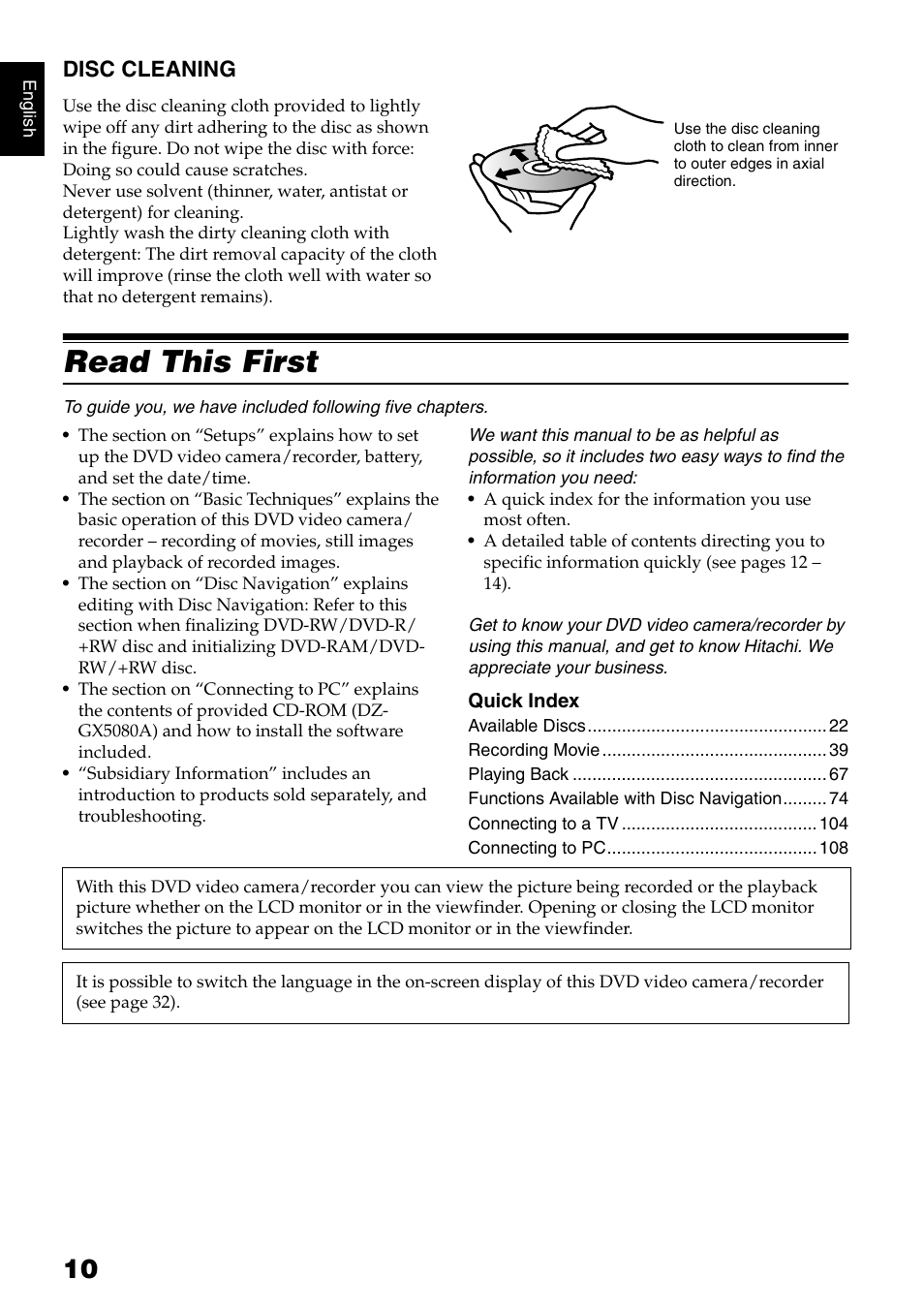 Read this first | Hitachi DZ-GX5020A User Manual | Page 10 / 158