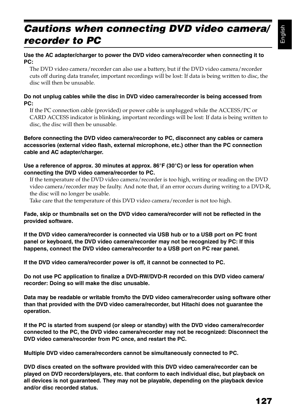 Hitachi DZ-GX5020A User Manual | Page 127 / 158