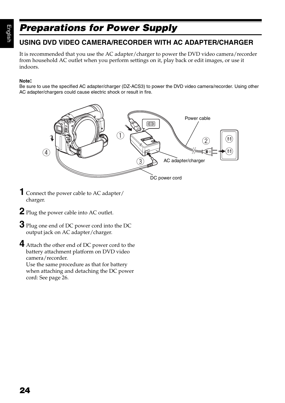 Preparations for power supply | Hitachi DZ-GX5020A User Manual | Page 24 / 158