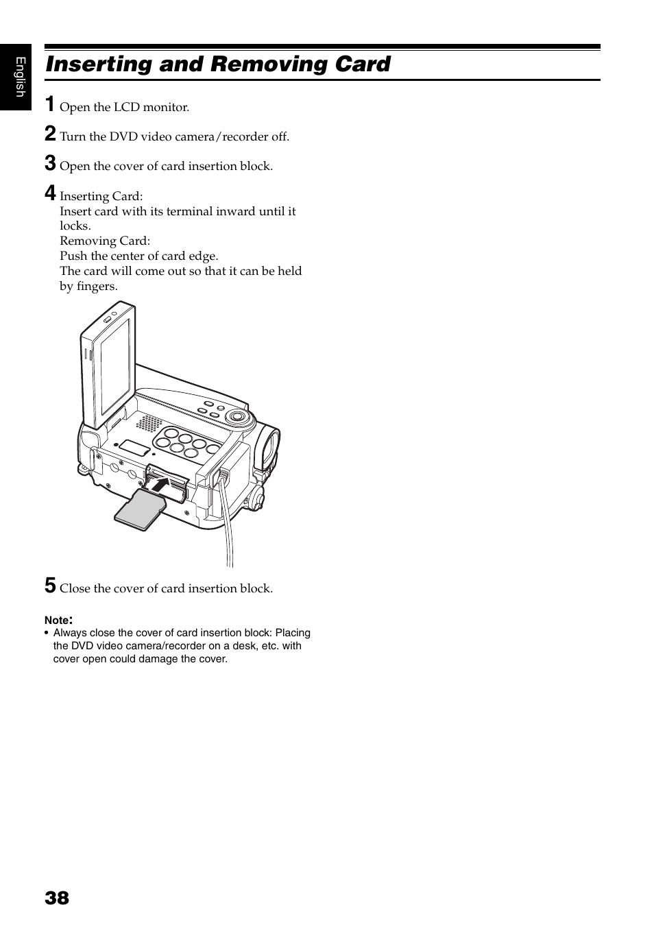 Inserting and removing card 1 | Hitachi DZ-GX5020A User Manual | Page 38 / 158