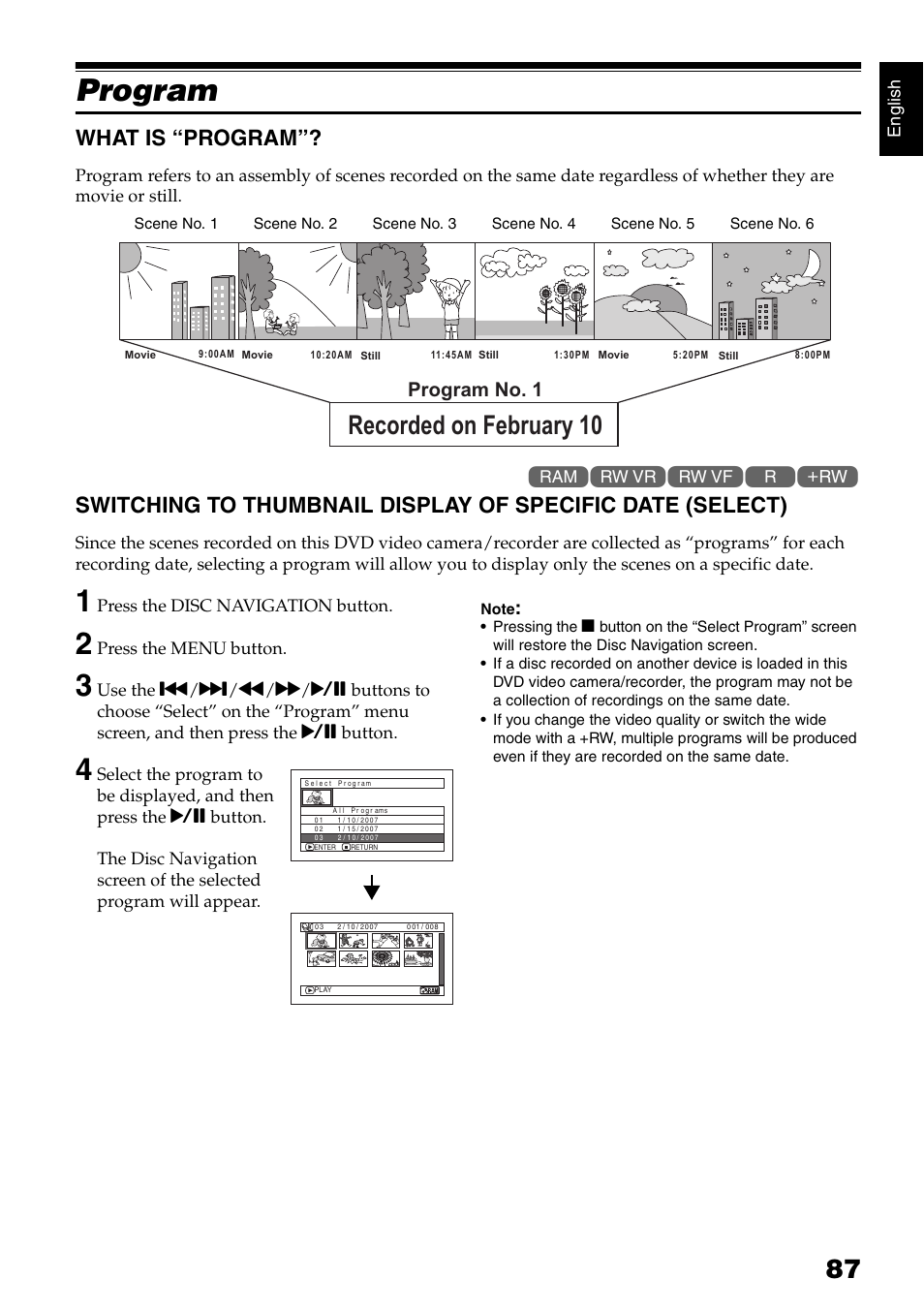 Program, Recorded on february 10, What is “program | Program no. 1 | Hitachi DZ-GX5020A User Manual | Page 87 / 158