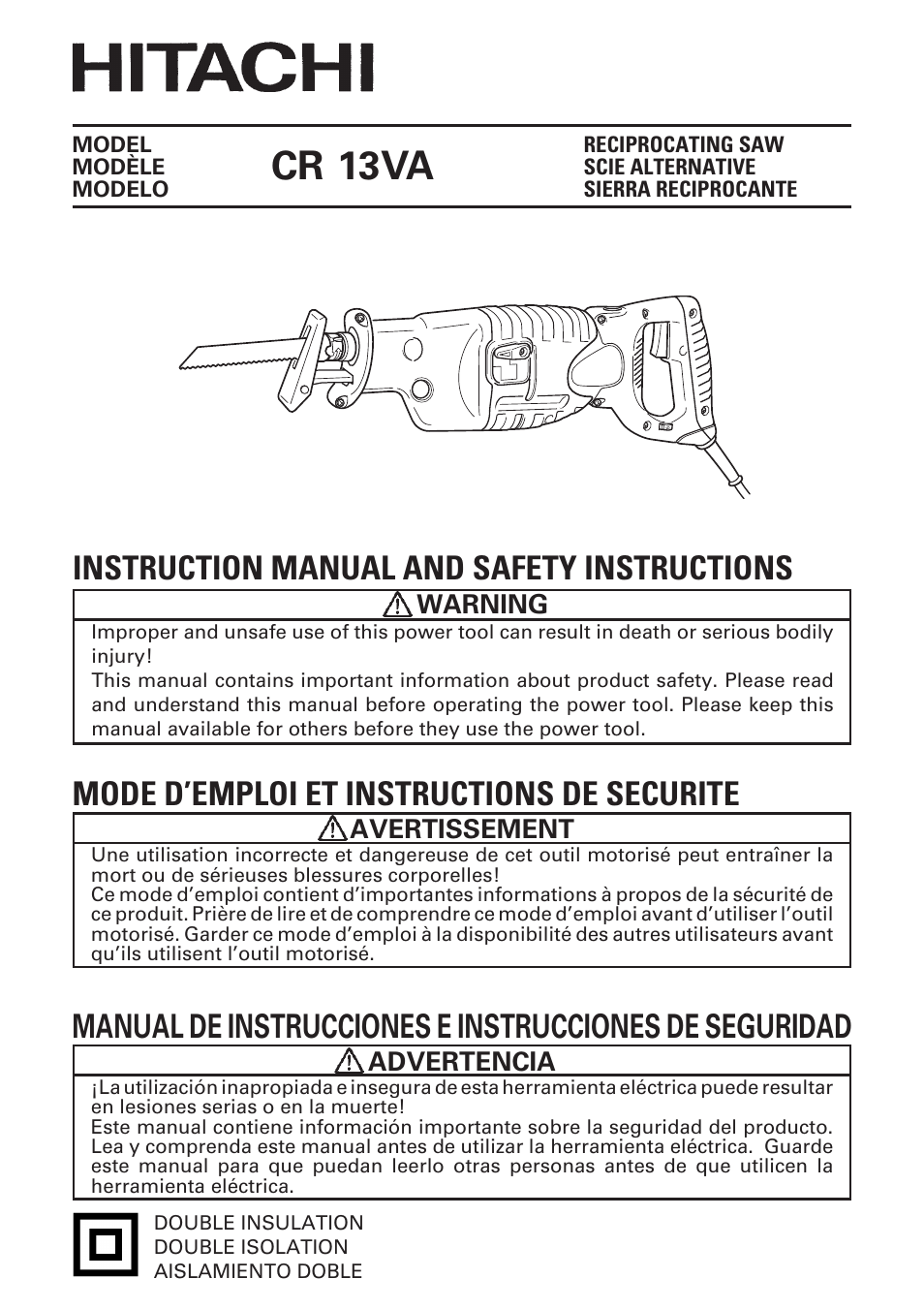 Hitachi CR 13VA User Manual | 60 pages