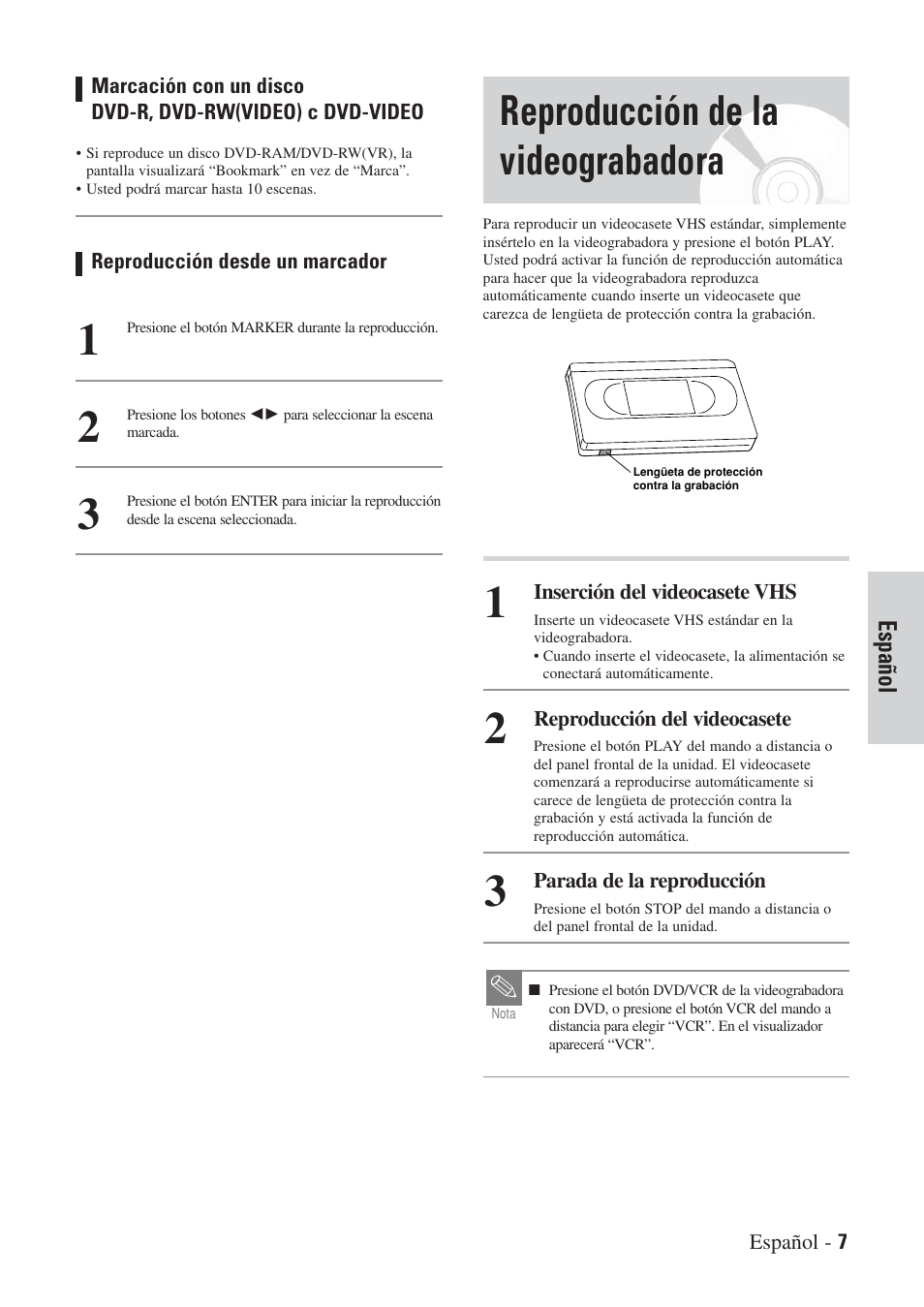 Reproducción de la videograbadora | Hitachi DVRF7U User Manual | Page 111 / 120