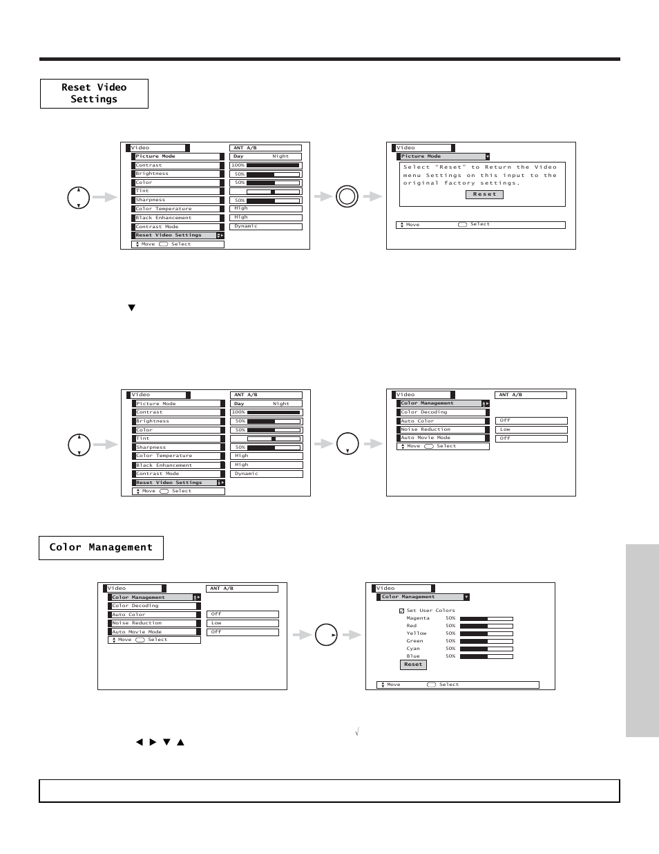 Video, On-screen displa y | Hitachi UltraVision Digital 50VX500 User Manual | Page 49 / 84