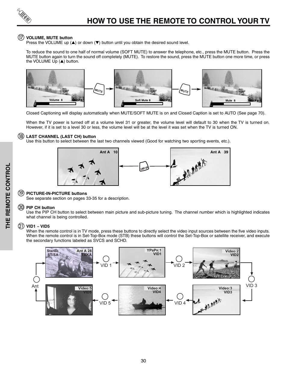 How to use the remote to control your tv, The remo te contr ol | Hitachi 57T600 User Manual | Page 30 / 80