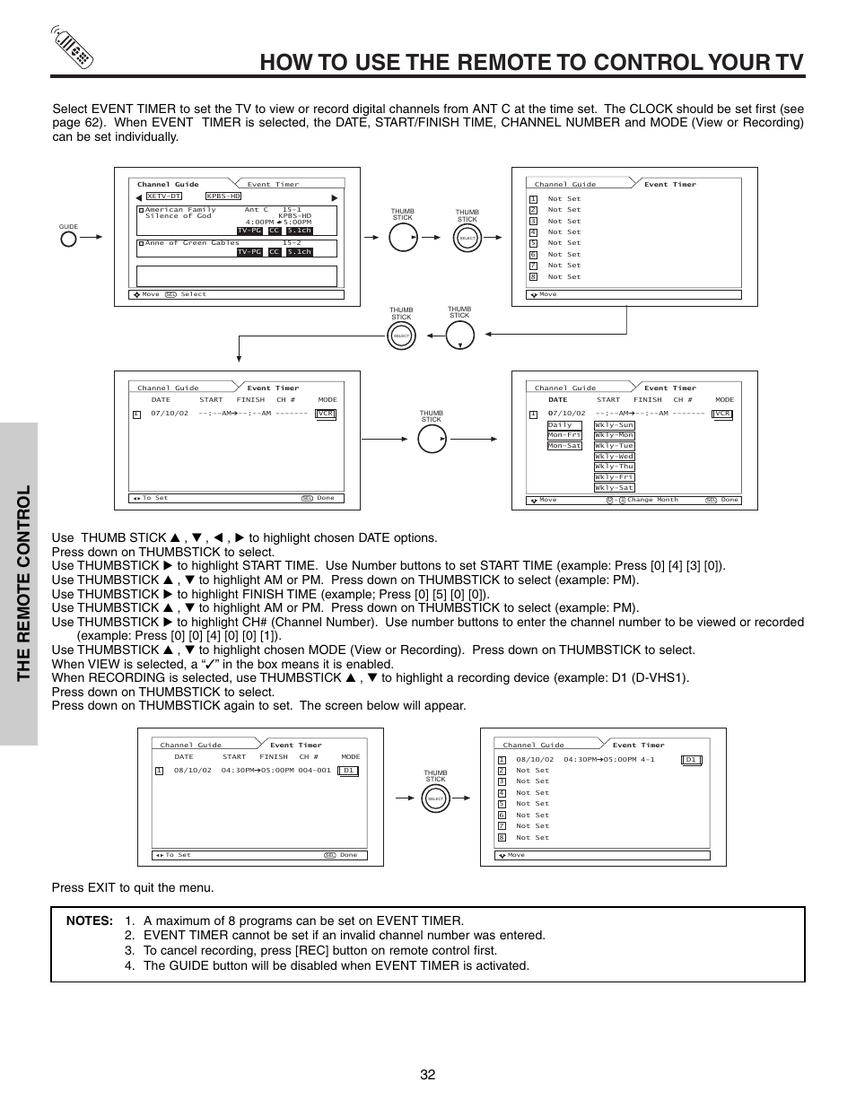 How to use the remote to control your tv, The remo te contr ol | Hitachi 57T600 User Manual | Page 32 / 80