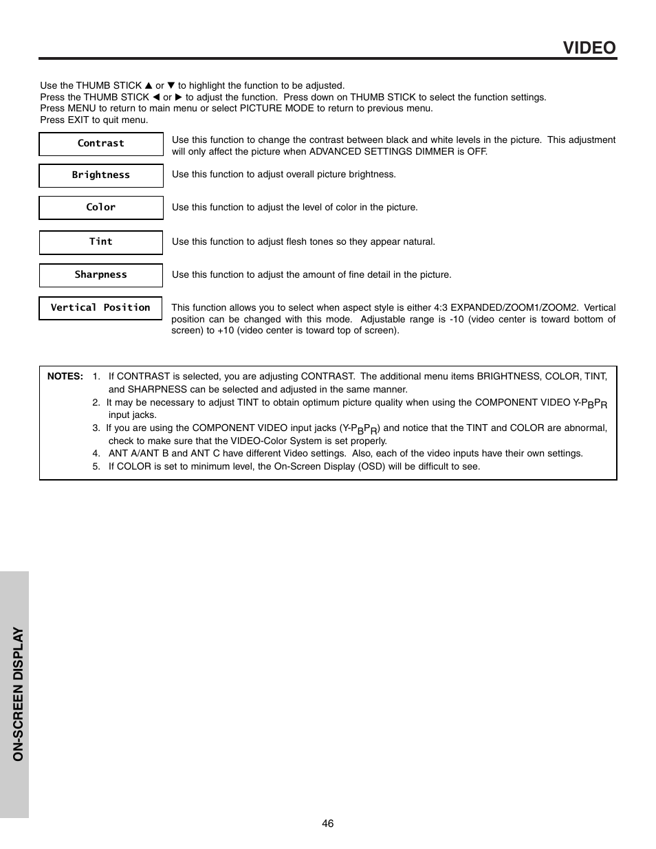 Video | Hitachi 57T600 User Manual | Page 46 / 80