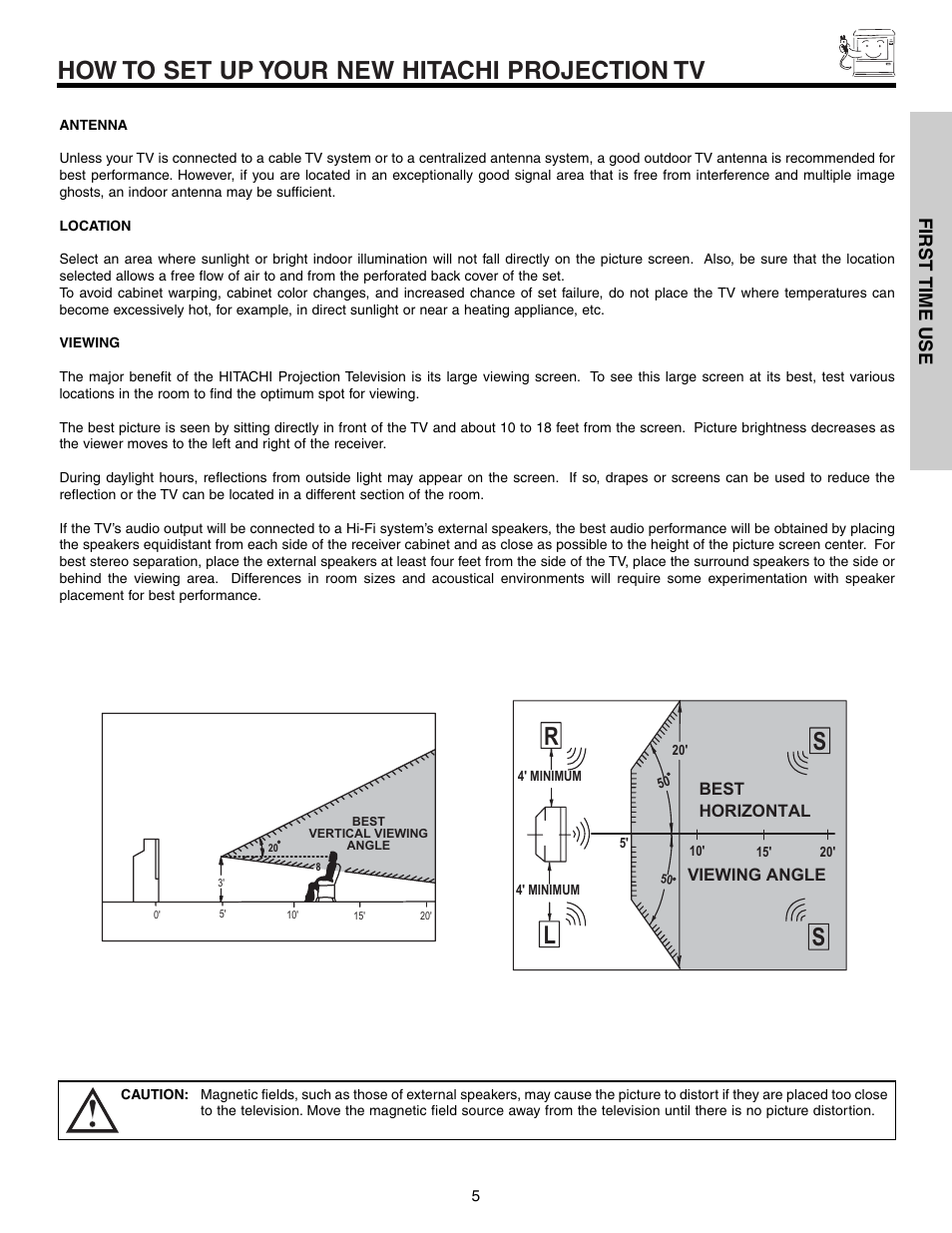 How to set up your new hitachi projection tv, Sl r | Hitachi 57T600 User Manual | Page 5 / 80