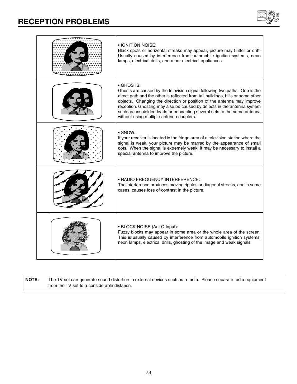 Reception problems | Hitachi 57T600 User Manual | Page 73 / 80