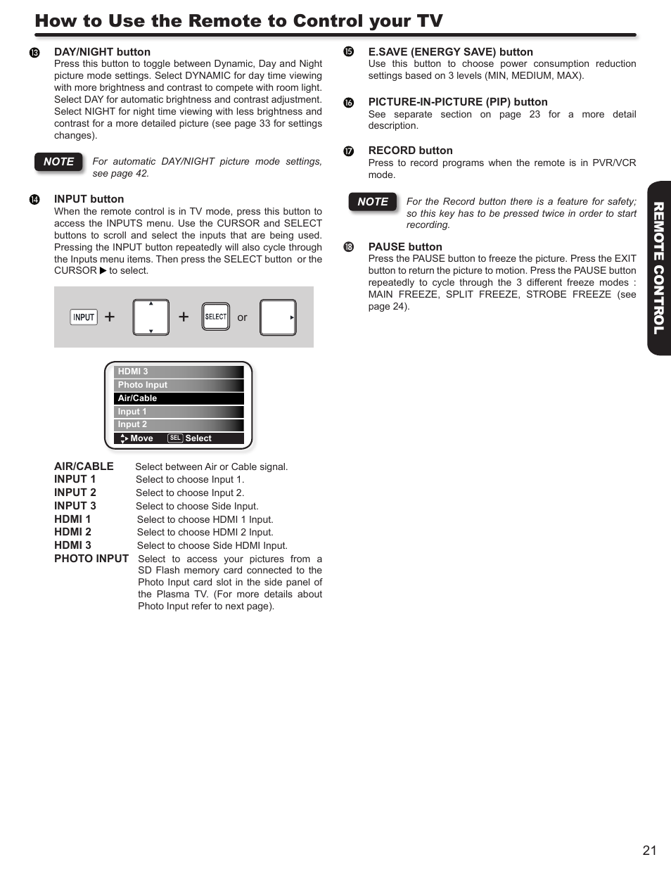 How to use the remote to control your tv | Hitachi P50V702 User Manual | Page 21 / 68