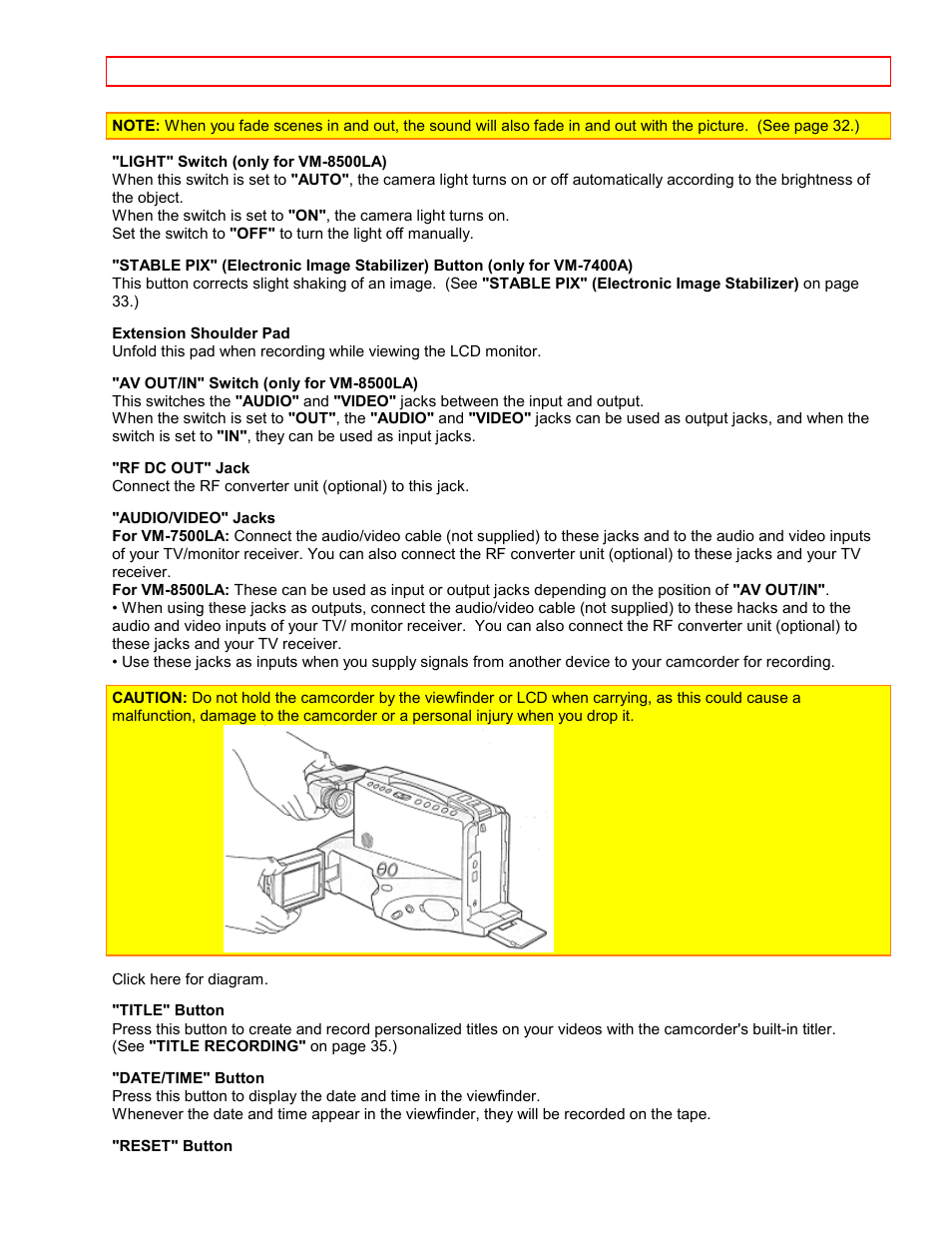 Hitachi VM7500LA User Manual | Page 18 / 59