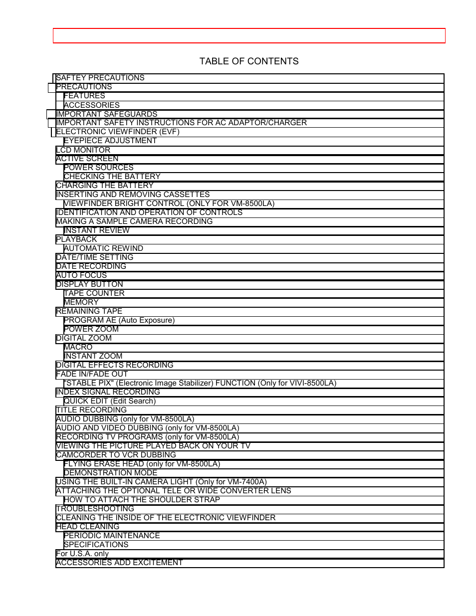 Hitachi VM7500LA User Manual | Page 2 / 59