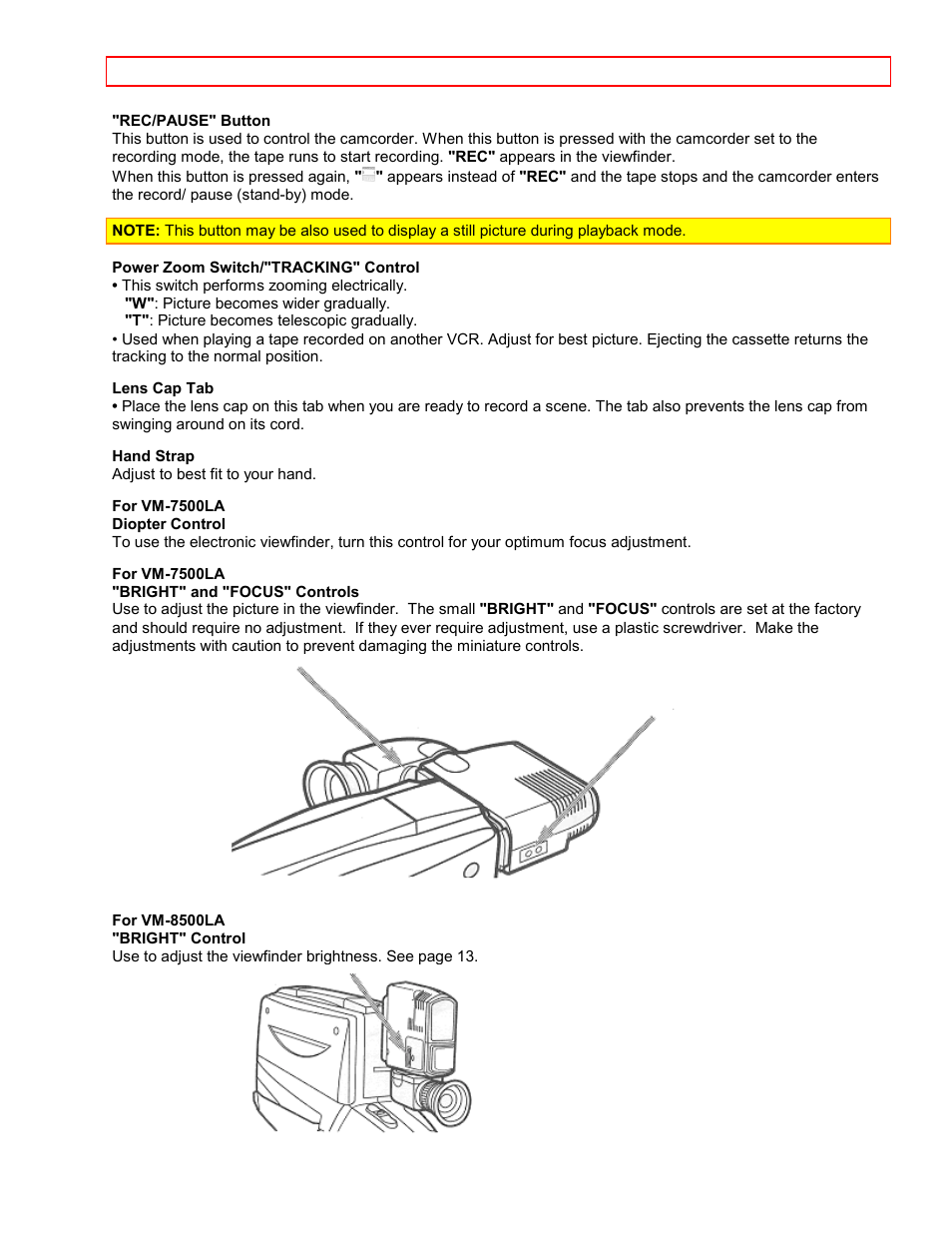 Hitachi VM7500LA User Manual | Page 21 / 59