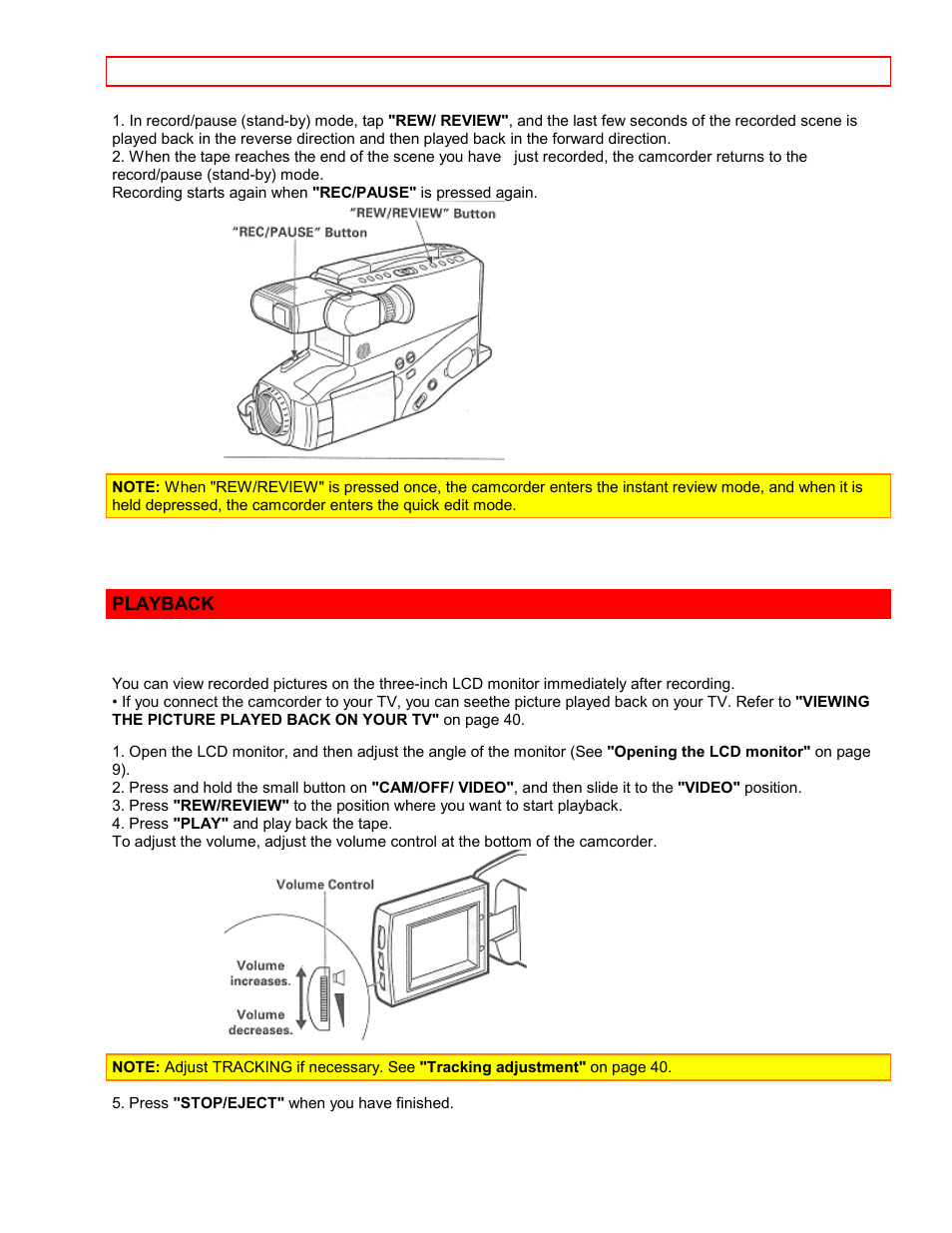 Playback | Hitachi VM7500LA User Manual | Page 24 / 59