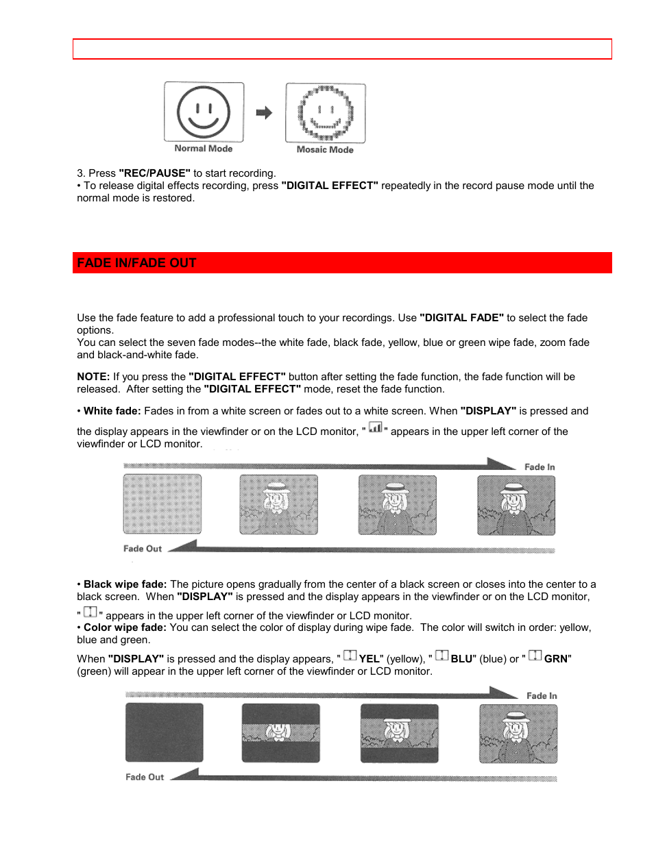 Fade in/fade out | Hitachi VM7500LA User Manual | Page 39 / 59