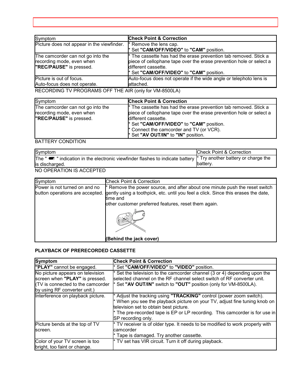 Hitachi VM7500LA User Manual | Page 55 / 59